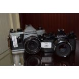 TWO CAMERA BODIES VIZ PRAKTICA PM3 AND PENTAX MV