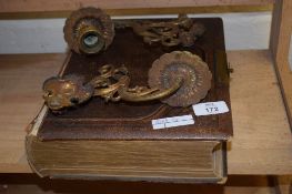 VICTORIAN BIBLE AND TWO LIGHT FITTINGS