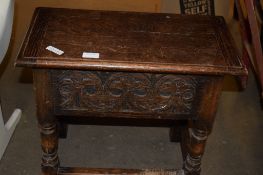 SMALL CARVED OCCASIONAL TABLE, WIDTH APPROX 55CM
