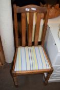 EDWARDIAN OAK CHAIR WITH BARLEY TWIST LEGS, HEIGHT APPROX 99CM