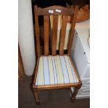 EDWARDIAN OAK CHAIR WITH BARLEY TWIST LEGS, HEIGHT APPROX 99CM