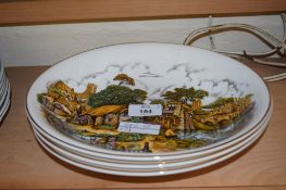 GROUP OF CERAMIC DISHES WITH COUNTRY SCENES
