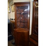 MAHOGANY ASTRAGAL GLAZED FULL HEIGHT CORNER CUPBOARD