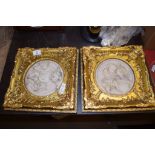 TWO MODERN PARIAN TYPE PLAQUES IN GILT FRAMES