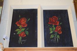 PAIR OF PICTURES OF ROSES IN WHITE FRAMES