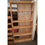 FULL HEIGHT PINE BOOKSHELF, APPROX 84CM WIDE