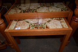 NEST OF TWO TILE TOP TABLES, LARGER WIDTH APPROX 68CM