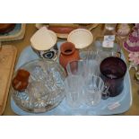 TRAY CONTAINING VARIOUS GLASS AND CHINA WARES INCLUDING COALPORT COMMEMORATIVE MUGS FOR THE QUEEN’