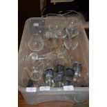 PLASTIC CONTAINER WITH NUMBER OF WINE GLASSES