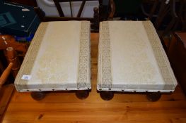 PAIR OF MID-20TH CENTURY UPHOLSTERED FOOT STOOLS BY NORFOLK TIMBER