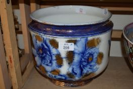 LARGE JARDINIERE WITH BLUE FLORAL DECORATION