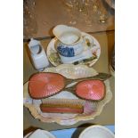 CHINA WARE ITEMS AND DRESSING TABLE SET