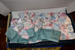 BOX CONTAINING FLORAL CURTAIN PELMETS