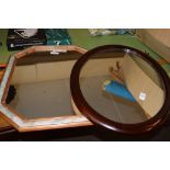 OVAL FRAMED OVERMANTEL MIRROR, APPROX 66CM TOGETHER WITH ONE OTHER