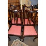 SET OF FOUR ORIENTAL STYLE DINING CHAIRS, APPROX HEIGHT 103CM
