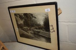 TWO PRINTS OF RIVER SCENES IN BLACK WOODEN FRAMES