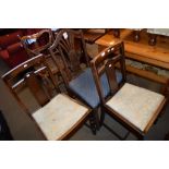 HEPPLEWHITE STYLE DINING CHAIR AND FURTHER LATER OAK DINING CHAIRS (3)