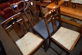 HEPPLEWHITE STYLE DINING CHAIR AND FURTHER LATER OAK DINING CHAIRS (3)