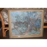 FRAMED PRINT ABSTRACT, WOODLAND SCENE