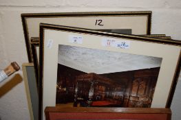 PRINT, INTERIOR OF SIZERGH CASTLE, IN BLACK WOODEN FRAME