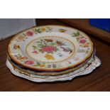 GROUP OF POTTERY ITEMS INCLUDING SPODE AND ENGLISH PORCELAIN PLATES, POSSIBLY 19TH CENTURY COALPORT