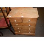 SMALL VINTAGE PINE CHEST OF TWO SHORT OVER THREE LONG DRAWERS, WIDTH APPROX 66CM