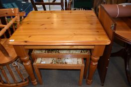 MODERN SMALL WAXED PINE TABLE, LENGTH APPROX 89CM