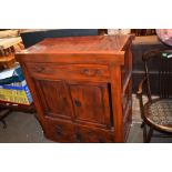 EASTERN HARDWOOD CHEST COMPRISING CUPBOARD OVER MULTIPLE DRAWERS TOPPED WITH A FURTHER LONG