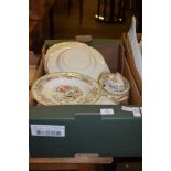 BOX CONTAINING VARIOUS CHINA WITH INDIAN TREE TYPE PATTERN