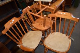 SET OF FOUR MODERN WAXED PINE KITCHEN CHAIRS, EACH HEIGHT APPROX 87CM