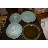 GROUP OF GREEN CHINA DINNER WARES BY WOOD & SONS