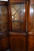 MAHOGANY EFFECT ASTRAGAL GLAZED CORNER CUPBOARD