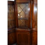 MAHOGANY EFFECT ASTRAGAL GLAZED CORNER CUPBOARD