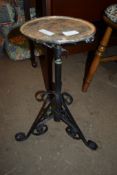 SMALL WROUGHT IRON PLANT STAND, HEIGHT APPROX 48CM