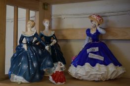 GROUP OF CHINA FIGURINES INCLUDING ROYAL DOULTON FRAGRANCE AND ROYAL DOULTON JANINE (4)