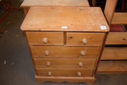 SMALL VINTAGE PINE CHEST OF TWO SHORT OVER THREE LONG DRAWERS, WIDTH APPROX 66CM MAX