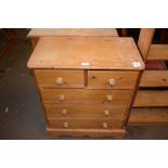 SMALL VINTAGE PINE CHEST OF TWO SHORT OVER THREE LONG DRAWERS, WIDTH APPROX 66CM MAX