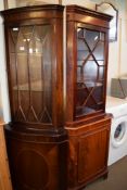 ASTRAGAL GLAZED MAHOGANY EFFECT REPRODUCTION CORNER CUPBOARD TOGETHER WITH ANOTHER SIMILAR (2)