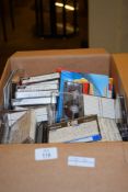 BOX CONTAINING QUANTITY OF CDS AND MUSIC TAPES