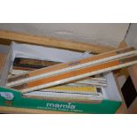 BOX CONTAINING MIXED SLIDE RULES ETC