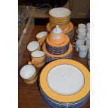 YELLOW BANDED DINNER WARES MADE BY PAGNOSSIN