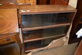 OAK GLASS FRONTED DISPLAY CABINET, WIDTH APPROX 89CM