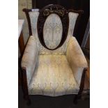 CARVED MAHOGANY VICTORIAN ARMCHAIR, WIDTH APPROX 68CM MAX