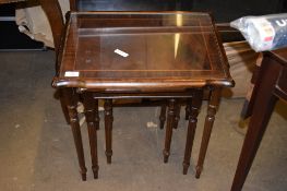 NEST OF THREE REPRODUCTION TABLES, LARGEST 53CM WIDE