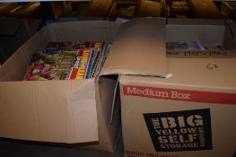 TWO BOXES OF MAINLY COMICS, PARTICULARLY BATTLE COMIC 1975-82