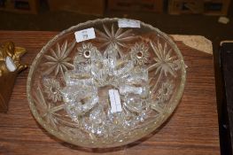 CUT GLASS FRUIT BOWL WITH GLASS DISH