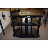 MODERN GLASS TV STAND, WIDTH APPROX 61CM