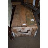 WOODEN STORAGE BOX, POSSIBLY EX-MILITARY