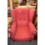 EASY CHAIR RAISED ON TURNED LEGS, WIDTH APPROX 91CM MAX