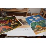 GROUP OF PAINTINGS, PRINTS, UNFRAMED